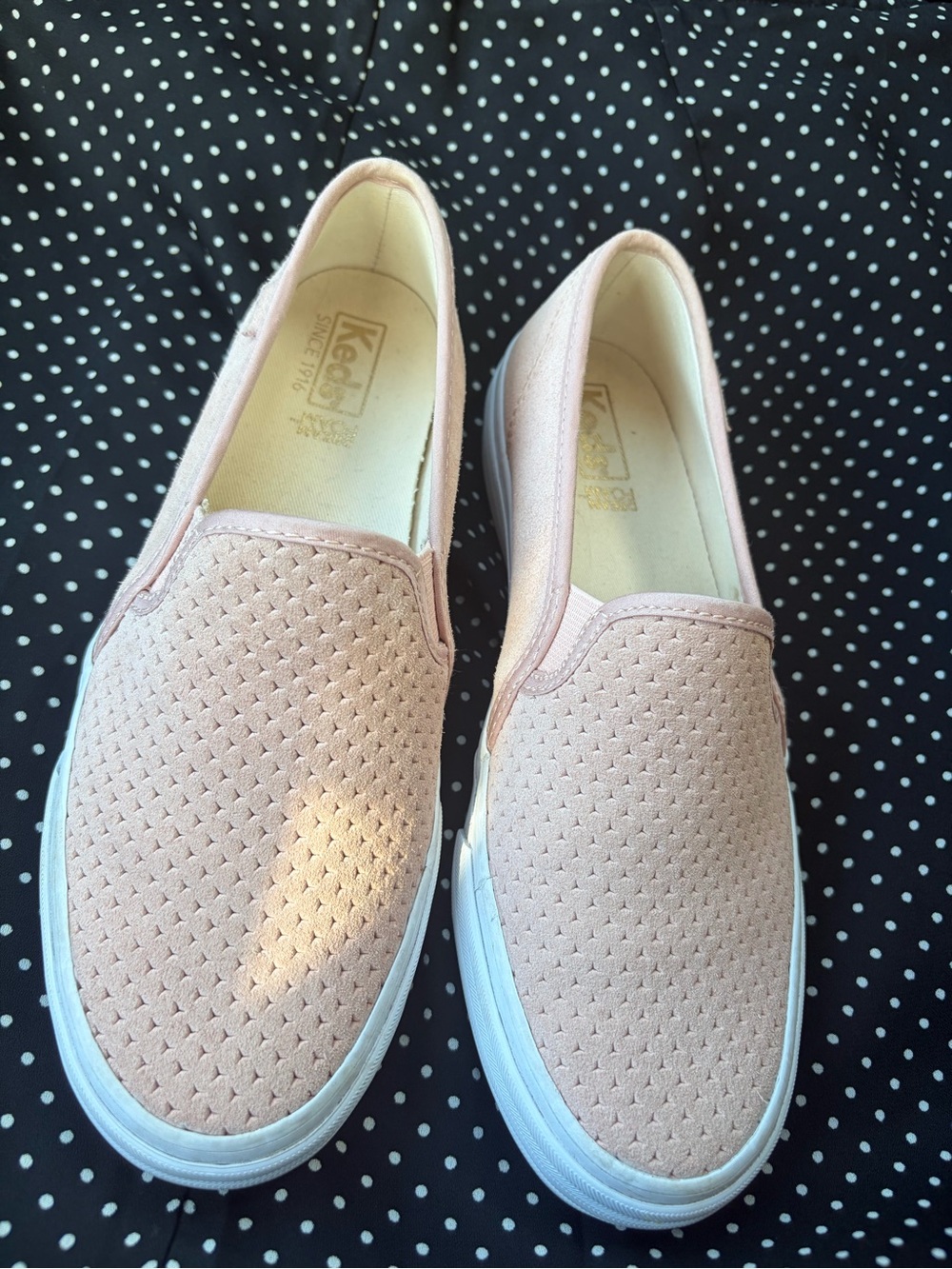 Keds Women's Slip-On Sneakers in Light Pink Perforated Upper
